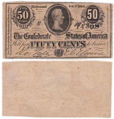 купить США, Конфедеративные Штаты Америки, Ричмонд 50 центов 1864