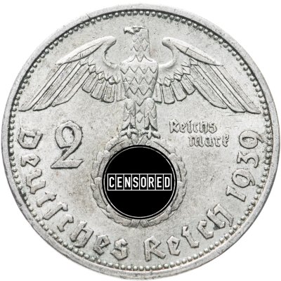 купить Германия, Третий Рейх 2 рейхсмарки 1939, знак монетного двора "А" - Берлин