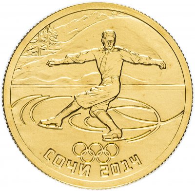 купить 50 рублей 2014 СПМД Proof "XXII Зимняя Олимпиада в Сочи - фигурное катание на коньках" с сертификатом Банка России