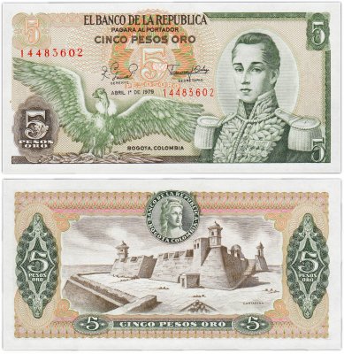 купить Колумбия 5 песо 1961-1981 (01.04.1979) (Pick 406f)
