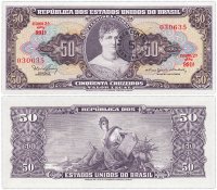 купить Бразилия 5 центаво 1966-67 на 50 крузейро (Pick 184)