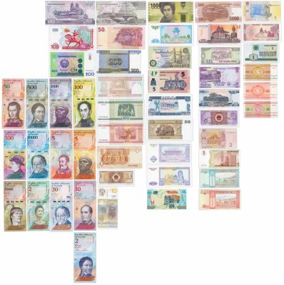 купить Набор из 50 банкнот разных стран мира 1980-2019