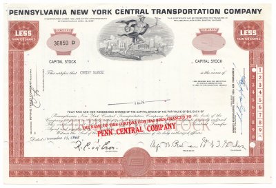 купить Акция США PENNSYLVANIA NEW YORK CENTRAL TRANSPORTATION COMPANY 1968 г.