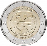 Купить Кипр 2 евро 2009 "10 лет Экономическому и валютному союзу"