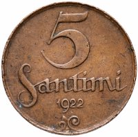 Купить Латвия 5 сантимов (santimi) 1922