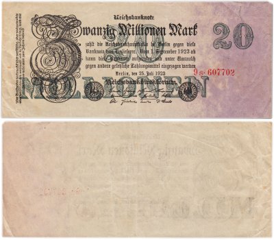 купить Германия 20000000 марок 1923 года (Pick 95b(1)
