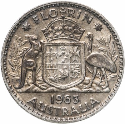 купить Австралия 2 шиллинга (флорин, shillings) 1963
