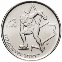 Купить Канада 25 центов (cents) 2009 "XXI зимние Олимпийские Игры, Ванкувер 2010 - Конькобежный спорт"