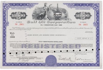 купить Акция США нефтяная компания Gulf Oil Corporation 1995