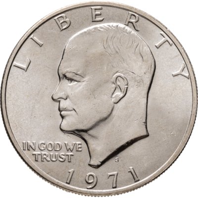 купить США 1 доллар 1971 S доллар Эйзенхауэра (Лунный доллар) серебро, знак монетного двора "S" - Сан-Франциско