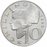 Купить Австрия 10 шиллингов (shillings) 1965