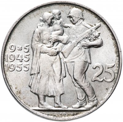 купить Чехословакия 25 крон 1955 "10-летие освобождения"