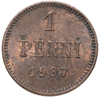 купить 1 пенни (penny) 1907, монета для Финляндии