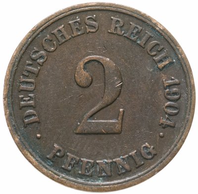 купить Германия 2 пфеннига (pfennig) 1904 E