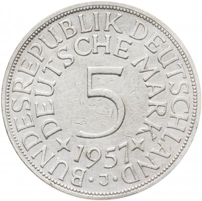 купить Германия 5 марок 1957 J знак монетного двора: "J" - Гамбург