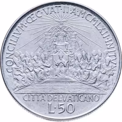 купить Ватикан 50 лир 1962 "Второй Вселенский собор"