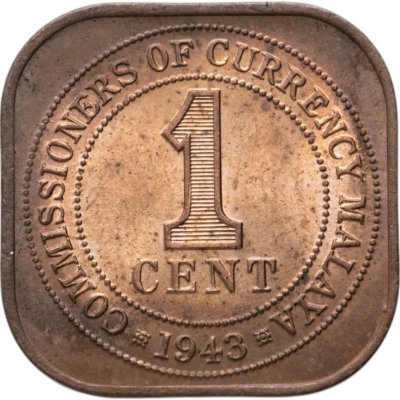 купить Малайя 1 цент (cent) 1943 с портретом Короля Георга 6