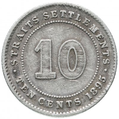 купить Стрейтс Сетлментс 10 центов (cents) 1895
