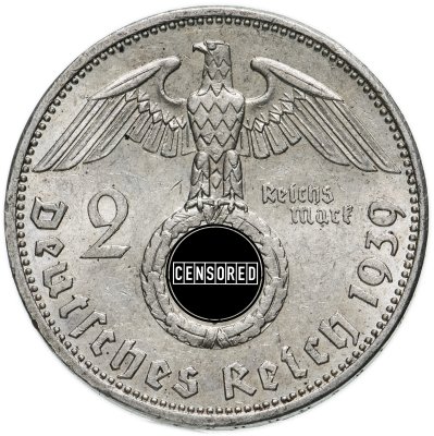 купить Германия, Третий Рейх 2 рейхсмарки (reichsmark) 1939 знак монетного двора "A"-Берлин