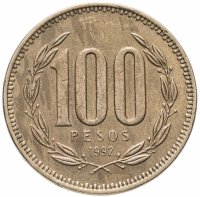 Купить Чили 100 песо (pesos) 1992
