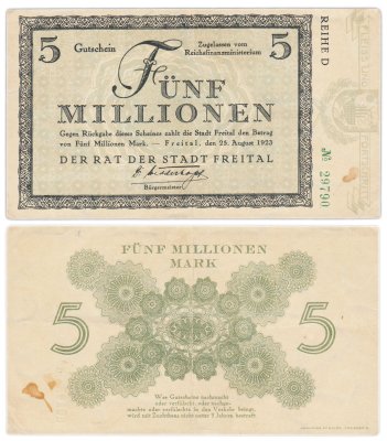 купить Германия (Фрайталь - Freital), ГРОССГЕЛЬД, 5000000 (5 млн.) марок, 1923