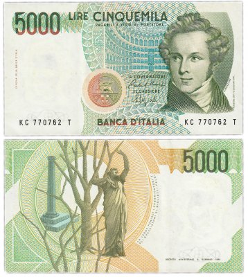 купить Италия 5000 лир 1985 (Pick 111a)