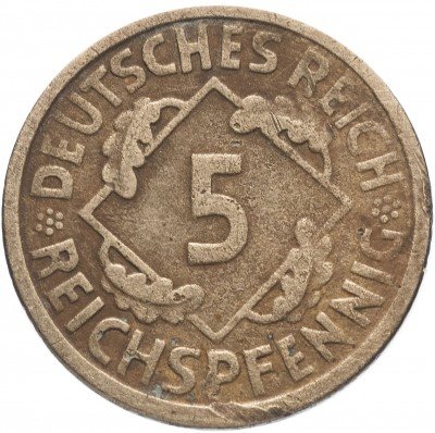 купить Германия 5 рейхспфеннигов, 1925 ( А) Веймарская республика