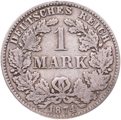 купить Германия 1 марка 1874, знак монетного двора: "H" - Дармштадт