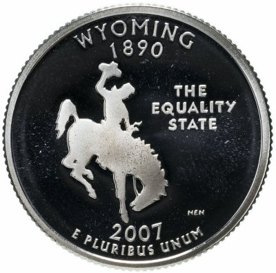 купить США 25 центов (квотер, 1/4 доллара, quarter dollar) 2007 Вайоминг серебро