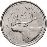Купить Канада 25 центов (cents) 2007-2016 пожилая королева