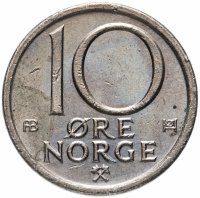 Купить Норвегия 10 эре (ore) 1959-1973, случайная дата