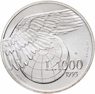 купить Сан-Марино 1000 лир (lire) 1993 "Крыло над земным шаром" ("Дымящие башни")