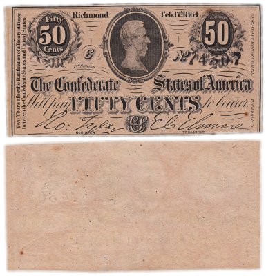 купить США, Конфедеративные Штаты Америки, Ричмонд 50 центов 1864