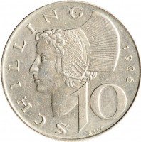 Купить Австрия 10 шиллингов (shillings) 1974-2001 период Второй Республики