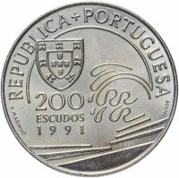 Купить Португалия 200 эскудо (escudos) 1991 "Христофор Колумб в Португалии"