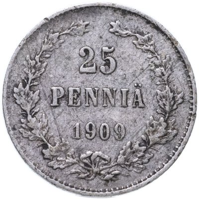 купить 25 пенни 1909 L, монета для Финляндии