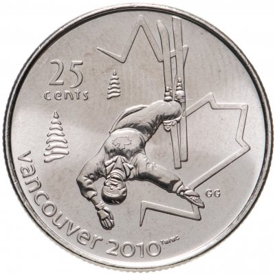 купить Канада 25 центов (квотер, quarter dollar) 2008 "XXI зимние Олимпийские Игры, Ванкувер 2010 - Фристайл"
