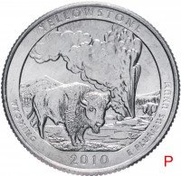 купить США 1/4 доллара (25 центов, квотер) 2010 P — "Йеллоустонский национальный парк" (2-й парк)