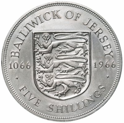 купить Остров Джерси 5 шиллингов (shillings) 1966 " 900 лет битве при Гастингсе"
