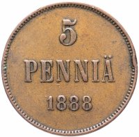 Купить 5 пенни 1888, монета для Финляндии