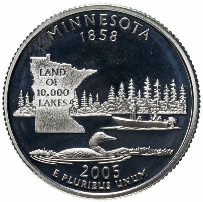 купить США 25 центов (квотер, 1/4 доллара, quarter dollar) 2005 S Proof Миннесота (Minnesota)