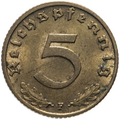 купить Германия (Третий рейх) 5 рейхспфеннигов (reichspfennig) "F" 1938