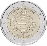 Купить Кипр 2 евро 2012 "10 лет евро"
