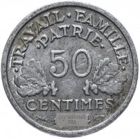 Купить Франция 50 сантимов 1942-1944