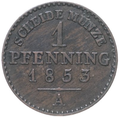 купить Германия, Пруссия 1 пфеннига 1853