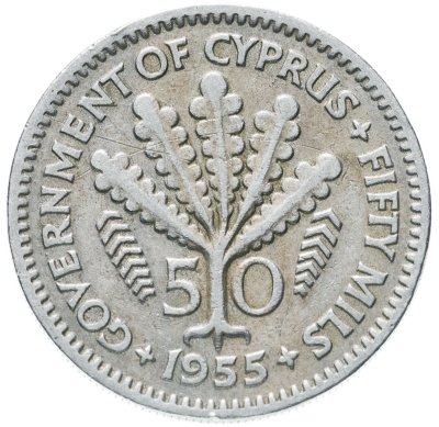 купить Кипр (Британский) 50 милей (mils) 1955