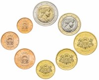 купить Латвия набор из 8ми монет евро 2014 в футляре