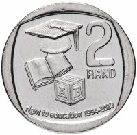 Купить ЮАР 2 ранда 2019 "25 лет конституционной демократии в Южной Африке - Право на образование"