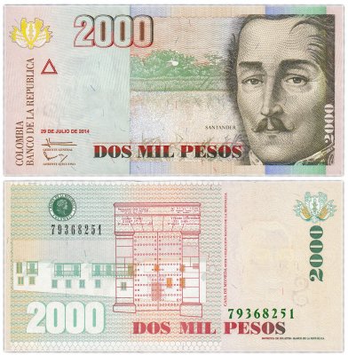 купить Колумбия 2000 песо 2014 (29.07.2014) (Pick 457x)
