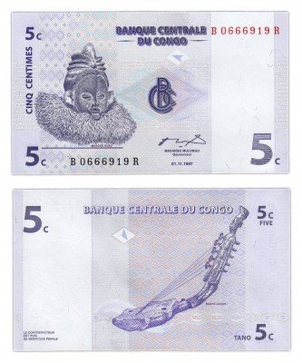 купить Конго 5 сантиме 1997 (Pick 81a)